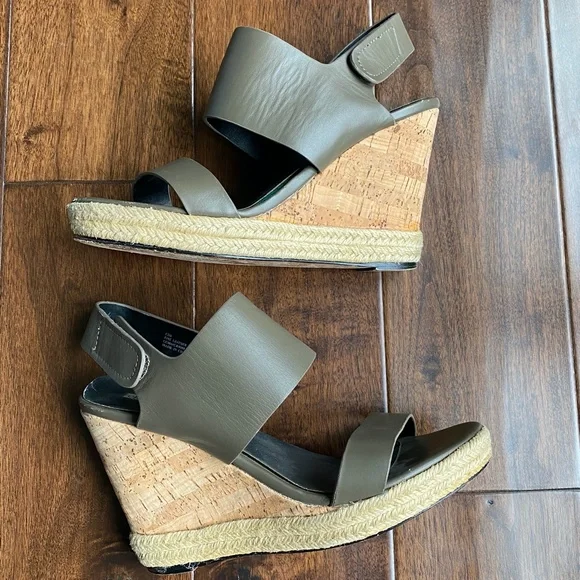 Charles David Oriel Jute Trimmed Leather Cork Wedge Sandals - 8 - Picture 8 of 13